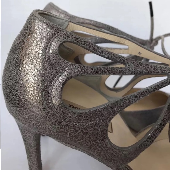 COPY Paul Green Justine Lace- up Strap Silver Heels Pumps Pointed Toe 6 - Picture 6 of 12